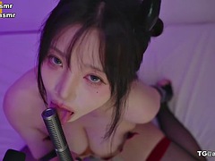 アジア人, 美女, フェラチオ, 手コキする, なめる, マッサージ, オナニー, オッパイの