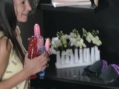 お尻, デカチン, デカパイ, ハンガリー人, シャワー, スパンキング, 三人, オッパイの