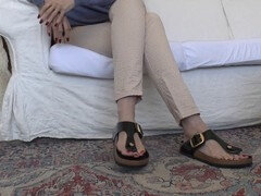 素人, ヨーロピアン, 足, ドイツ人, 熟年, 淫乱熟女, 一人, スパンデックス