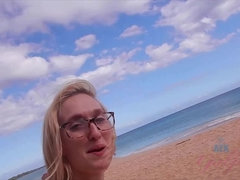 ビーチ, ビキニ, ブロンド, フェラチオ, 毛深い, キス, ハメ撮り, 濡れ