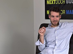 Casting Tattoo Otter sprays cum after jerking off solo