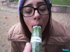 Grosse bite, Sucer une bite, Gode, Européenne, Lunettes, Argent, De plein air, Pov