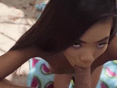 アジア人, お尻, ビーチ, 黒人, チン, ショートヘア, タトゥー, 濡れ