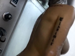 ブロンド, ディルド, オナニー, シャワー, 一人, ウェブカメラ