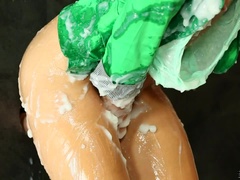Bruinharig, Sperma shot, Hakken, Masturbatie, Kut duiken, Geschoren, Alleen, Zuigen