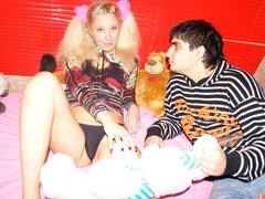 デカチン, ブロンド, バック, 自然山雀, 剃毛, ガリガリ, ティーン, オッパイの