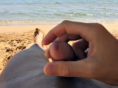 Playa, Verga grande, Gay, Masturbación, Esperma