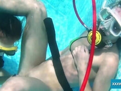 Brunette, Dildo, Kissing, Licking, Pool, Pussy, Toys, Underwater