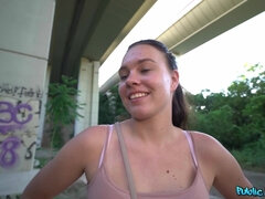 Smiley hot babe Keira has got sex affair on the street!