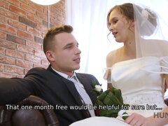 Watch this cuckold couple sell their bride's pussy for cash in this HD video