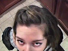 French maid sucks a dick and then hurts her man