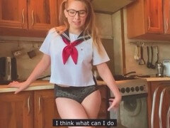 日本人, キッチン, オナニー, オーガズム, ユニフォーム