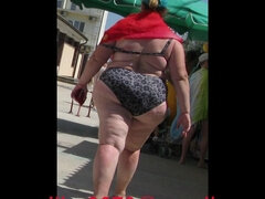 ぽっちゃり, ビーチ, デカ尻, デカパイ, デブ, 自家製, 熟年, 淫乱熟女