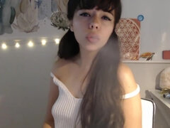 Amateur, Femelle, Fille latino, Petite femme, Fumer, Solo, Adolescente, Webcam