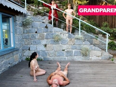 素人, フェラチオ, 祖父, お婆さん, オナニー, アウトドア, オマンコ, ガリガリ