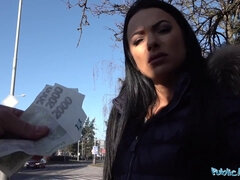 Shalina Devine's natural big tits get pounded hard in public with public agent in POV