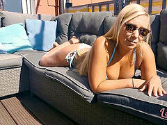 デカパイ, ヨーロピアン, ドイツ人, フェラする