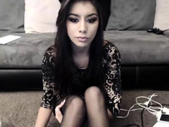 Amateur, Brunette, Creampie, Masturbation, Solo, Stockings, Teen