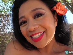 素人, 茶髪の, 指いじり, オナニー, 淫乱熟女, 一人, ストリッピング, オッパイの