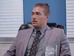 Tetas grandes, Rubia, Mamada, Estilo perrito, Corridas faciales, Oficina, Pantaletas, Montar