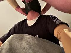 Fag cocksucker taking another load from his straight alpha