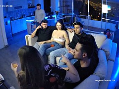 素人, フェラチオ, 茶髪の, カップル, グループ, ラティーナ, オッパイの