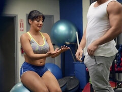 Blowjob, Brunette, Deepthroat, Gym, Kissing, Licking, Pussy, Wet