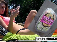 Enthousiasteling, Mooi, Blond, Pijpbeurt, Broeder, Rondborstig, Sperma in gezicht, Kut duiken