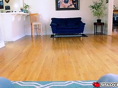Peyton Robbie blowjob her horny step bro beating his cock