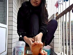 Adorable, Asiatique, Chinoise, Fétiche des pieds, Adolescente