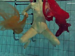Rubia, Al aire libre, Piscina, Ruso, Adolescente, Apretado, Tetas, Bajo el agua