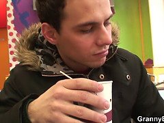 He picks up fat grandma for sex play