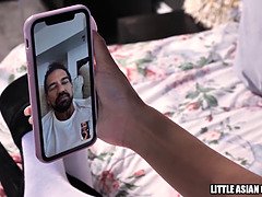 アジア人, フェラチオ, チン, ドレス, ヒール, 異人種間, フェラする, ティーン