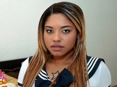 Enthousiasteling, Rondborstig, Zwart, Gezichtspunt, Schoolmeisje, Geschoren, Mager, Tieten likken