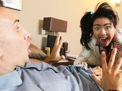 アジア人, デカパイ, フェラチオ, 茶髪の, チン, バック, 淫乱熟女, オッパイの