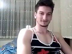 22 Yo Musclar Turkish boy Kaan flashing His Big Dick and Talking on cam
