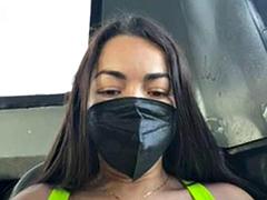 Hot latina showing off on the bus