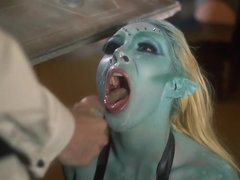 Two girls are fucking in the basement in a threesome in this scene