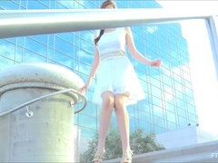 アナル, ダブル開発, 女, Hd, ヌーディスト, 一人, スカートのぞき, のぞき