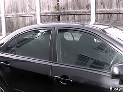 BBW in fishnets swallows black cock at work