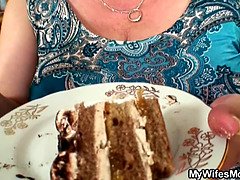 Huge titted mother in law pleases him