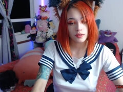 Cosplay schoolgirl so slutty without panty