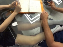 Universiteit, Voetbeurt, Schoolmeisje, Sokken