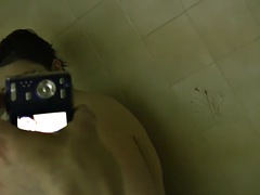 Geschnappt, Paar, Spermaladung, Hardcore, Nackt, Öffentlich, Dusche, Titten