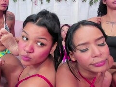 Sensual foot worship with five horny lesbians leading to explosive orgasms