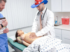 Médecin, Gyneco, Hard, Naturelle, Chatte, Chevaucher, Adolescente, Uniforme