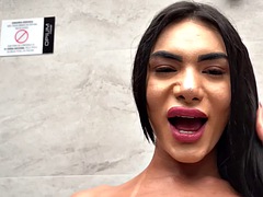 アナル, 舐める尻, 美女, デカ尻, デカパイ, 異人種間, オイル, プール