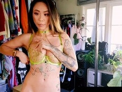 素人, アジア人, 下着, 裸, タトゥー