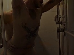 Amateur FTM stud licked and fucked in the shower in the bathroom