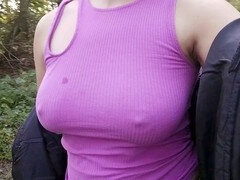 Public outdoor, flashing tits in public, outdoor